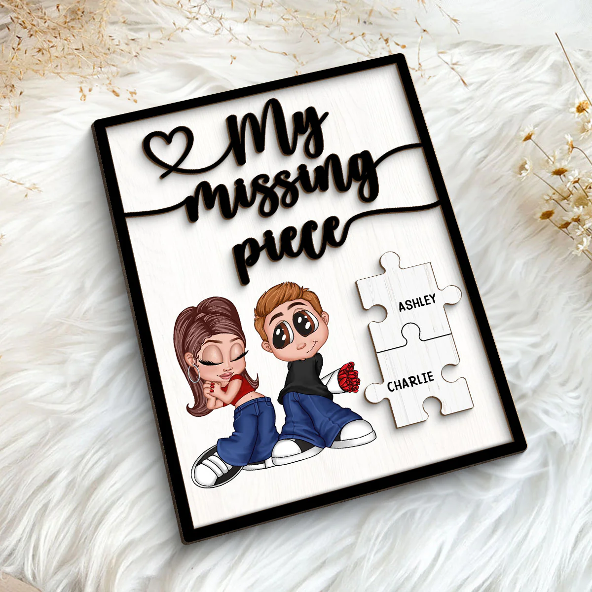 Y2K Couple My Missing Piece Personalized 2-layer Wooden Plaque, Gift For Him, For Her - Image 5