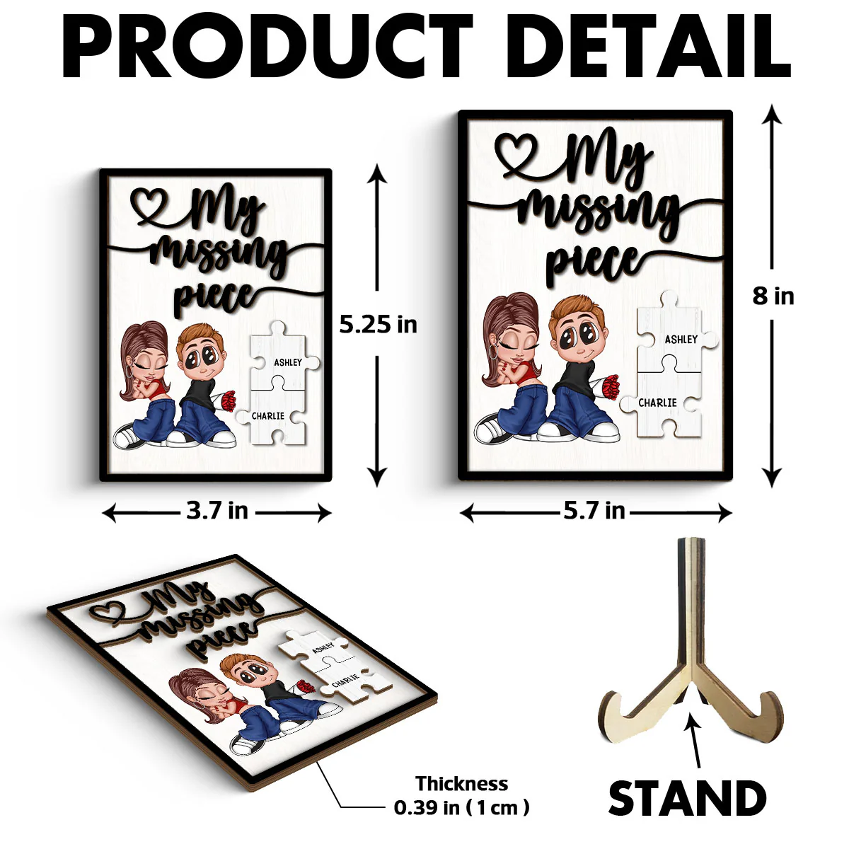 Y2K Couple My Missing Piece Personalized 2-layer Wooden Plaque, Gift For Him, For Her - Image 6