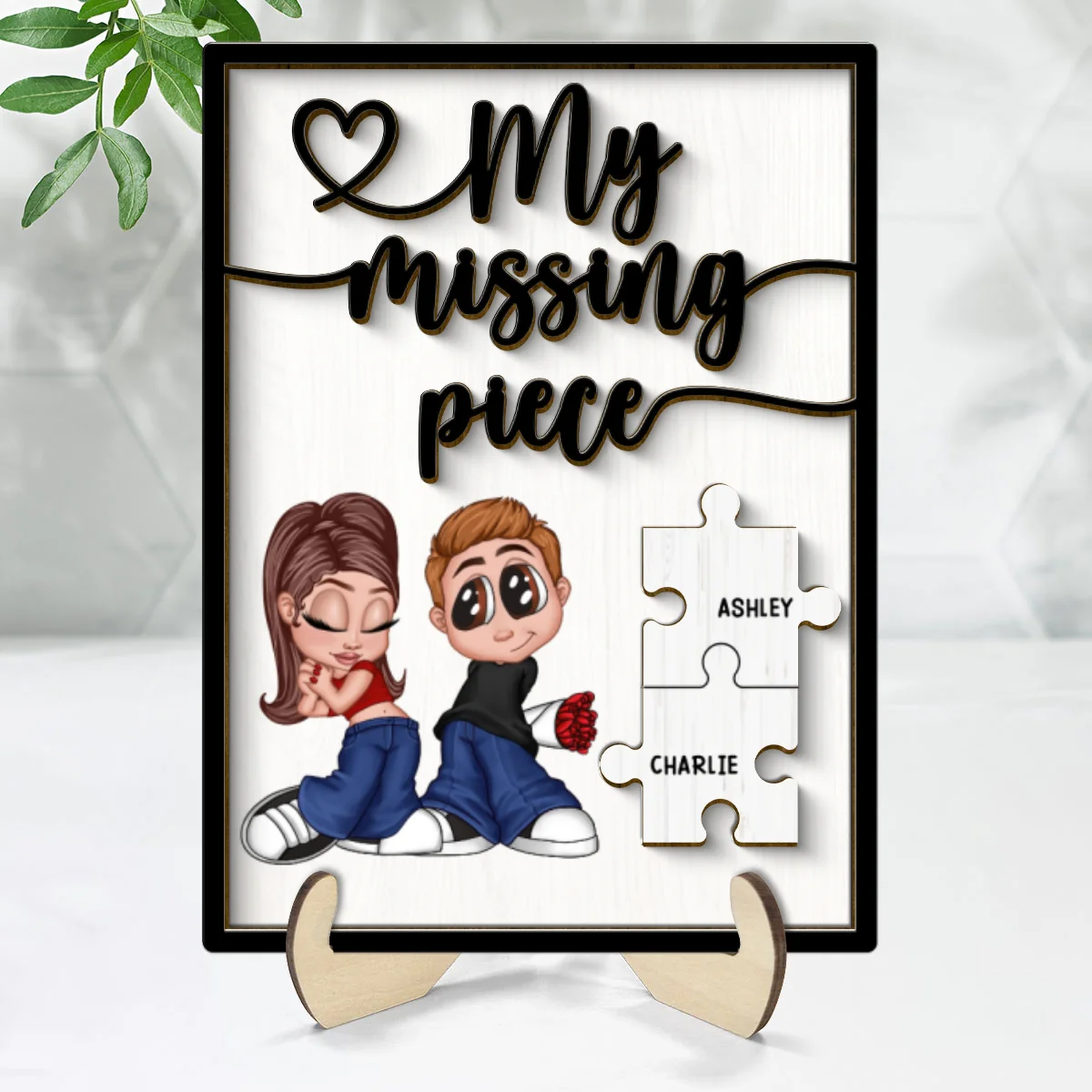 Y2K Couple My Missing Piece Personalized 2-layer Wooden Plaque, Gift For Him, For Her - Image 8