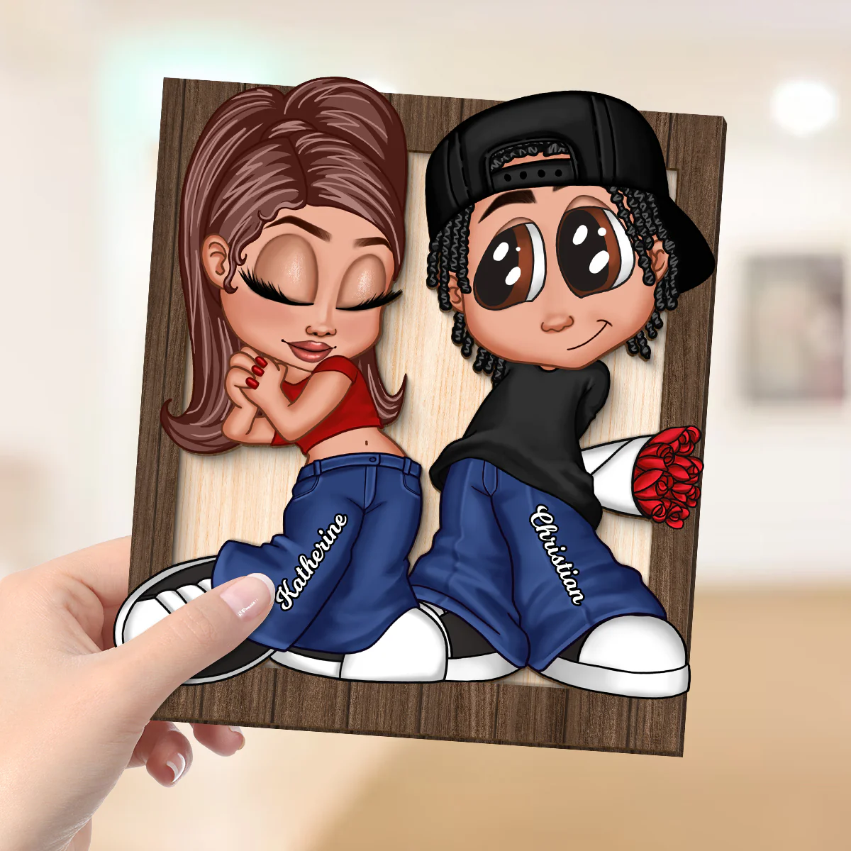 Y2K Couple Personalized 2-layer Wooden Plaque, Unique Valentine's Day Gift For Him, Gift For Her - Image 4