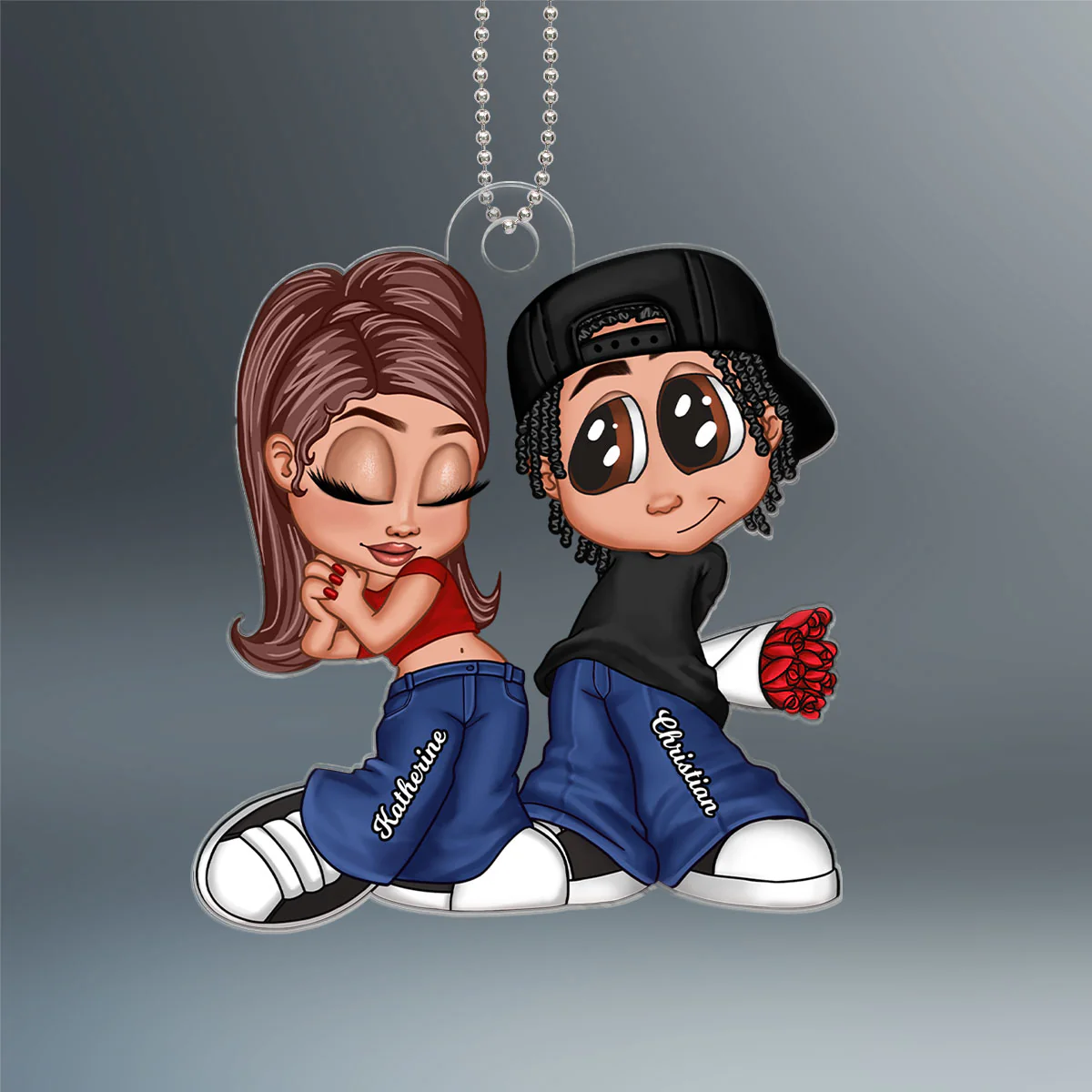 Y2K Couple Personalized Acrylic Car Hanger, Unique Valentine's Day Gift For Him, Gift For Her - Image 2
