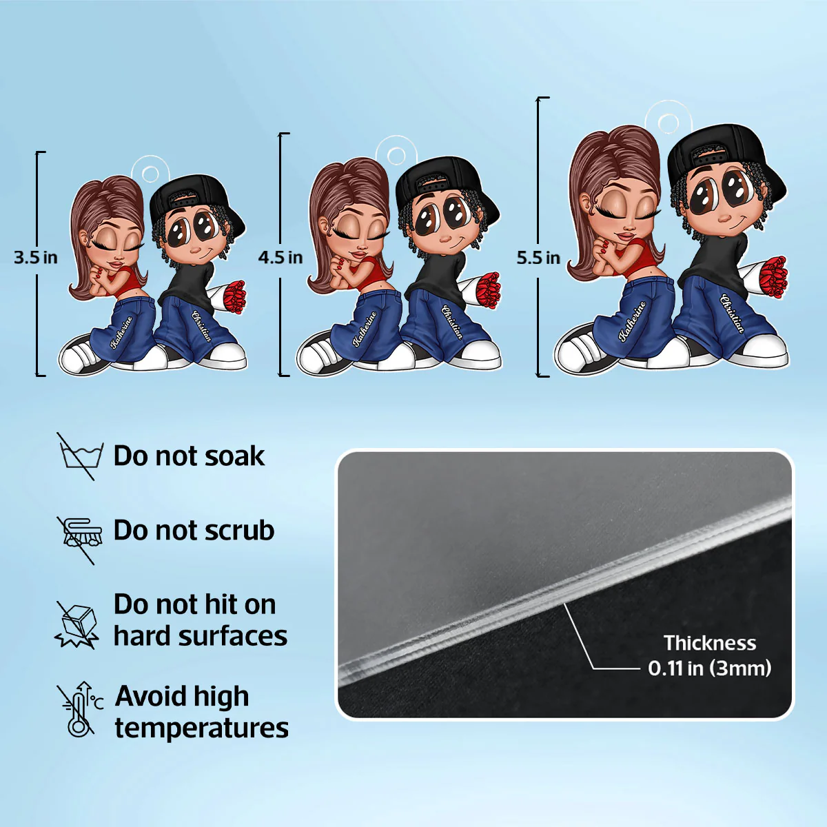 Y2K Couple Personalized Acrylic Car Hanger, Unique Valentine's Day Gift For Him, Gift For Her - Image 4