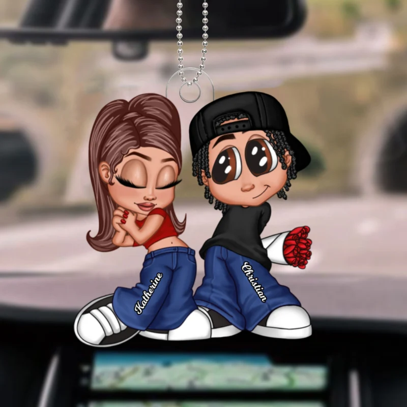 Y2K Couple Personalized Acrylic Car Hanger, Unique Valentine's Day Gift For Him, Gift For Her - Image 5