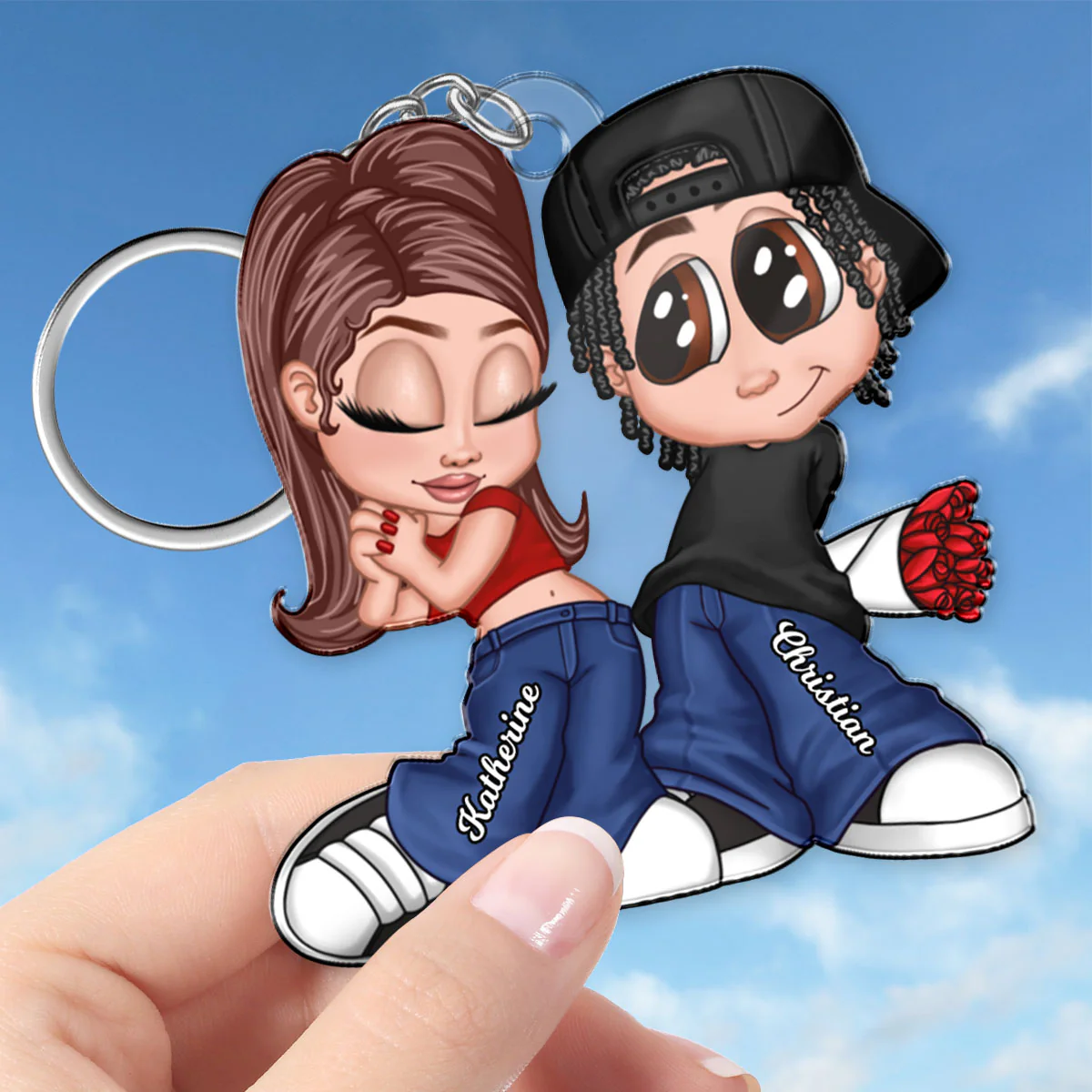 Y2K Couple - Personalized Acrylic Keychain - Unique Valentine's Day Gift For Him, Gift For Her - Image 5