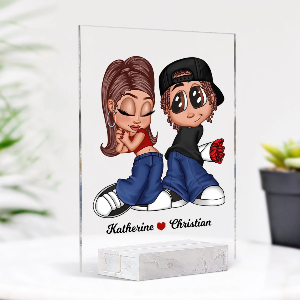 Y2K Couple Personalized Acrylic Plaque, Gift For Him, For Her - Image 2