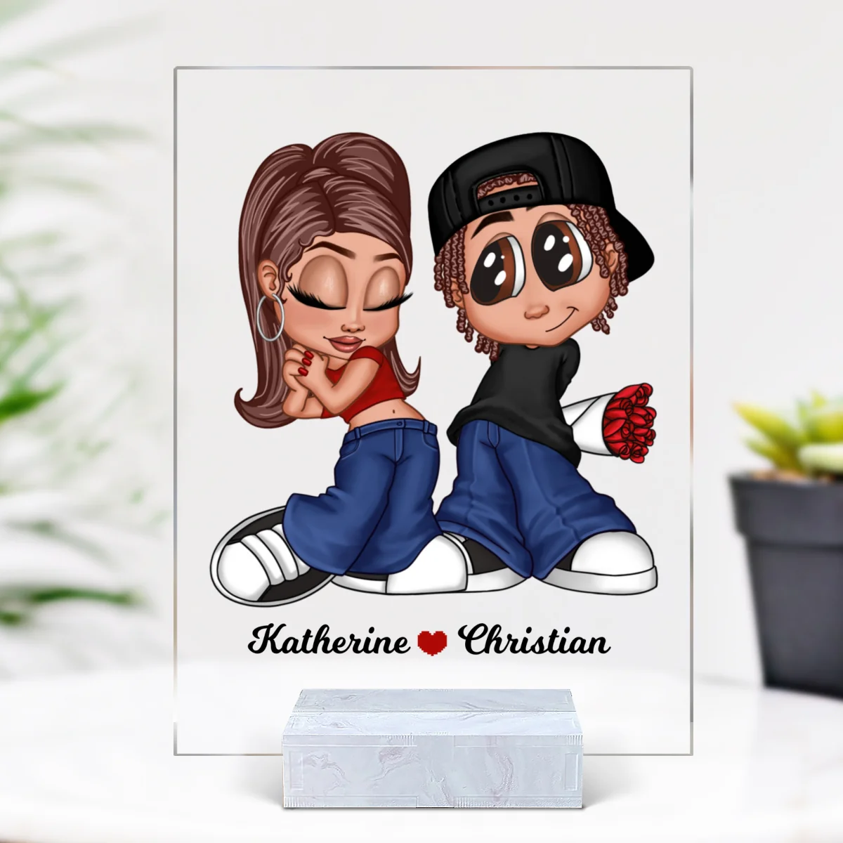 Y2K Couple Personalized Acrylic Plaque, Gift For Him, For Her - Image 4