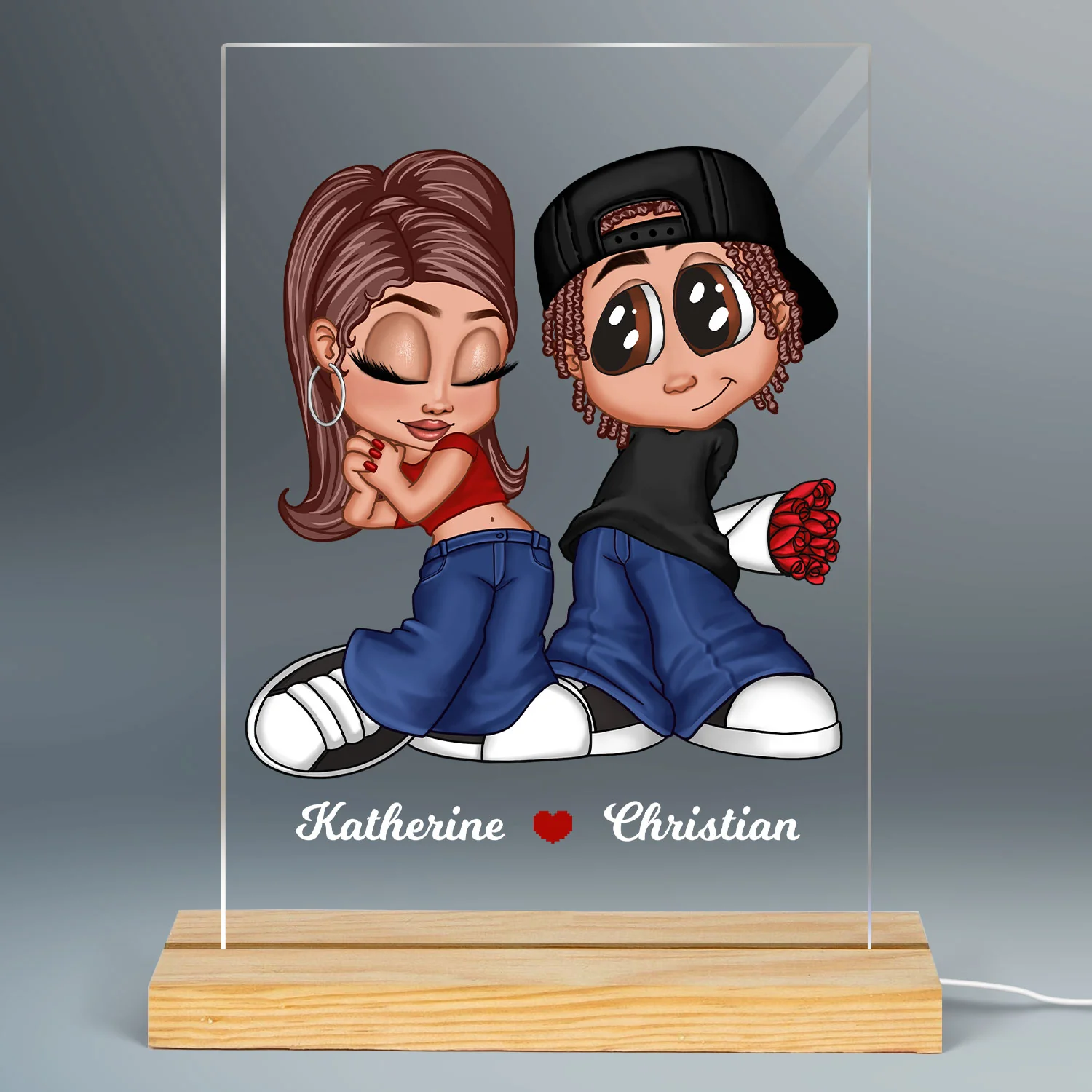 Y2K Couple Personalized LED Night Light, Unique Valentine's Day Gift For Him, Gift For Her - Image 2