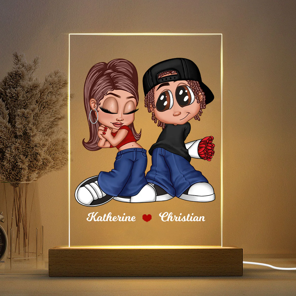 Y2K Couple Personalized LED Night Light, Unique Valentine's Day Gift For Him, Gift For Her - Image 3