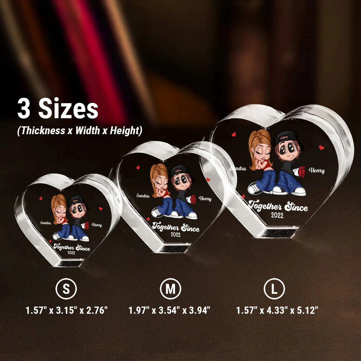 Y2K Couple Personalized Premium Crystal Heart LED, Gift For Him, Gift For Her - Image 11