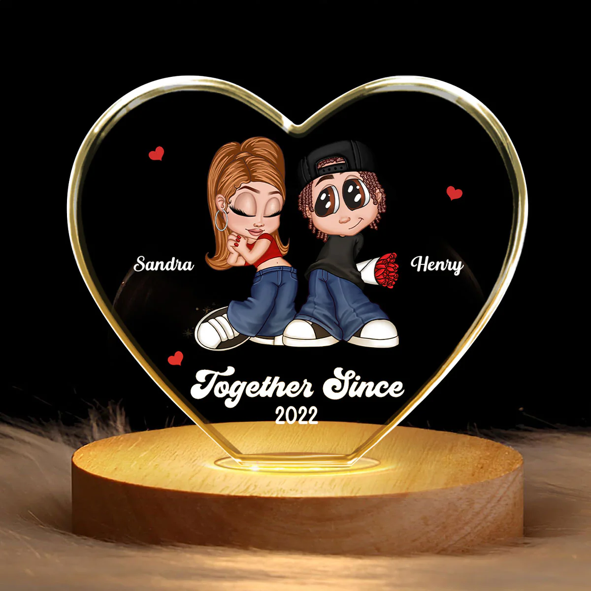 Y2K Couple Personalized Premium Crystal Heart LED, Gift For Him, Gift For Her - Image 3