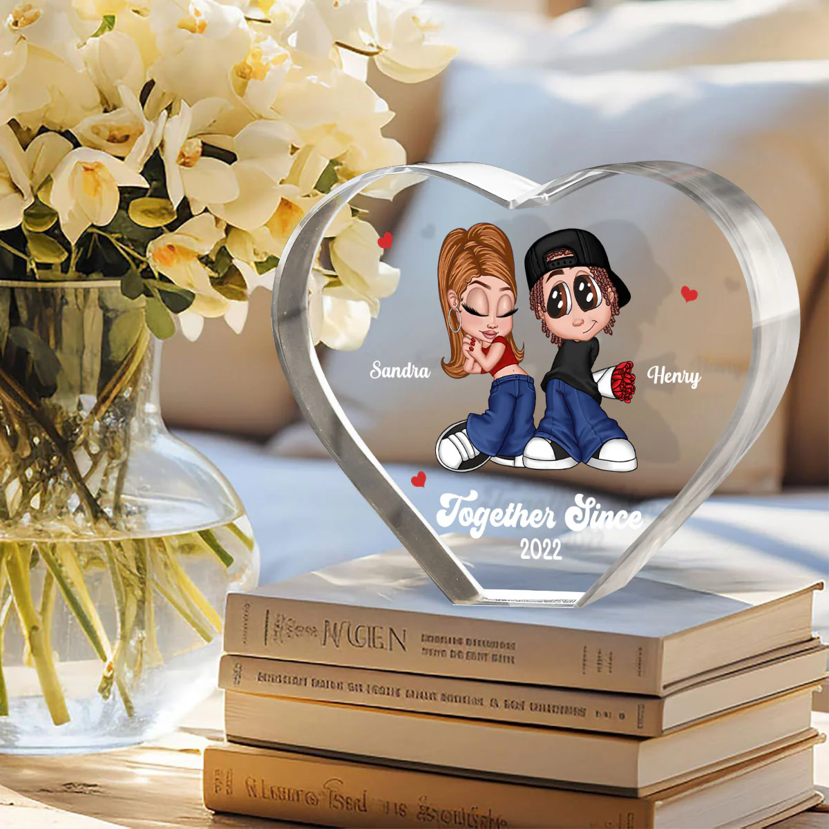 Y2K Couple Personalized Premium Crystal Heart LED, Gift For Him, Gift For Her - Image 4
