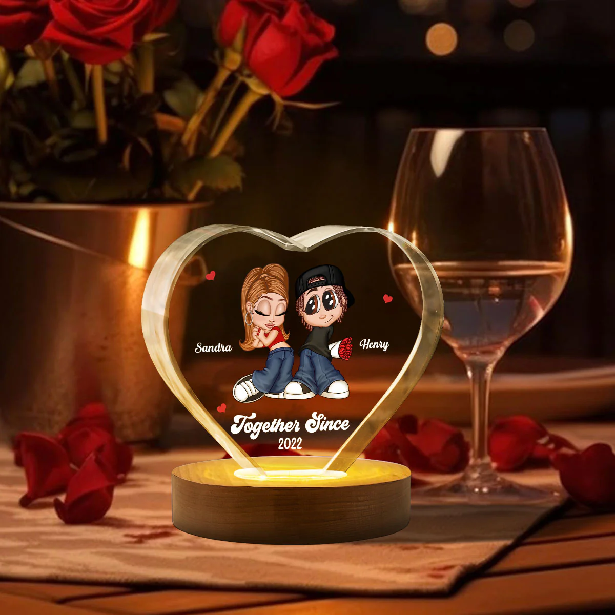 Y2K Couple Personalized Premium Crystal Heart LED, Gift For Him, Gift For Her - Image 5