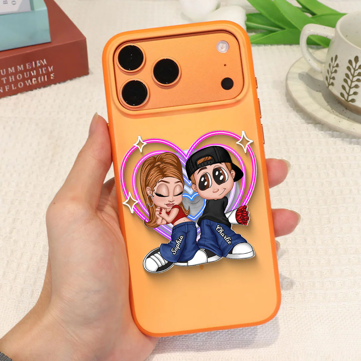 Y2K Couple Retro Heart - Personalized Acrylic Magnetic Phone Grip - Gift for him, for her, Matching Phone Grips for Couple - Image 6
