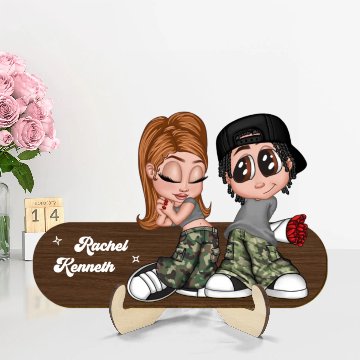 Y2K Couple Standing Personalized 2-Layer Wooden Plaque, Valentines Day Gift, Anniversay Gift for Him for Her - Image 8