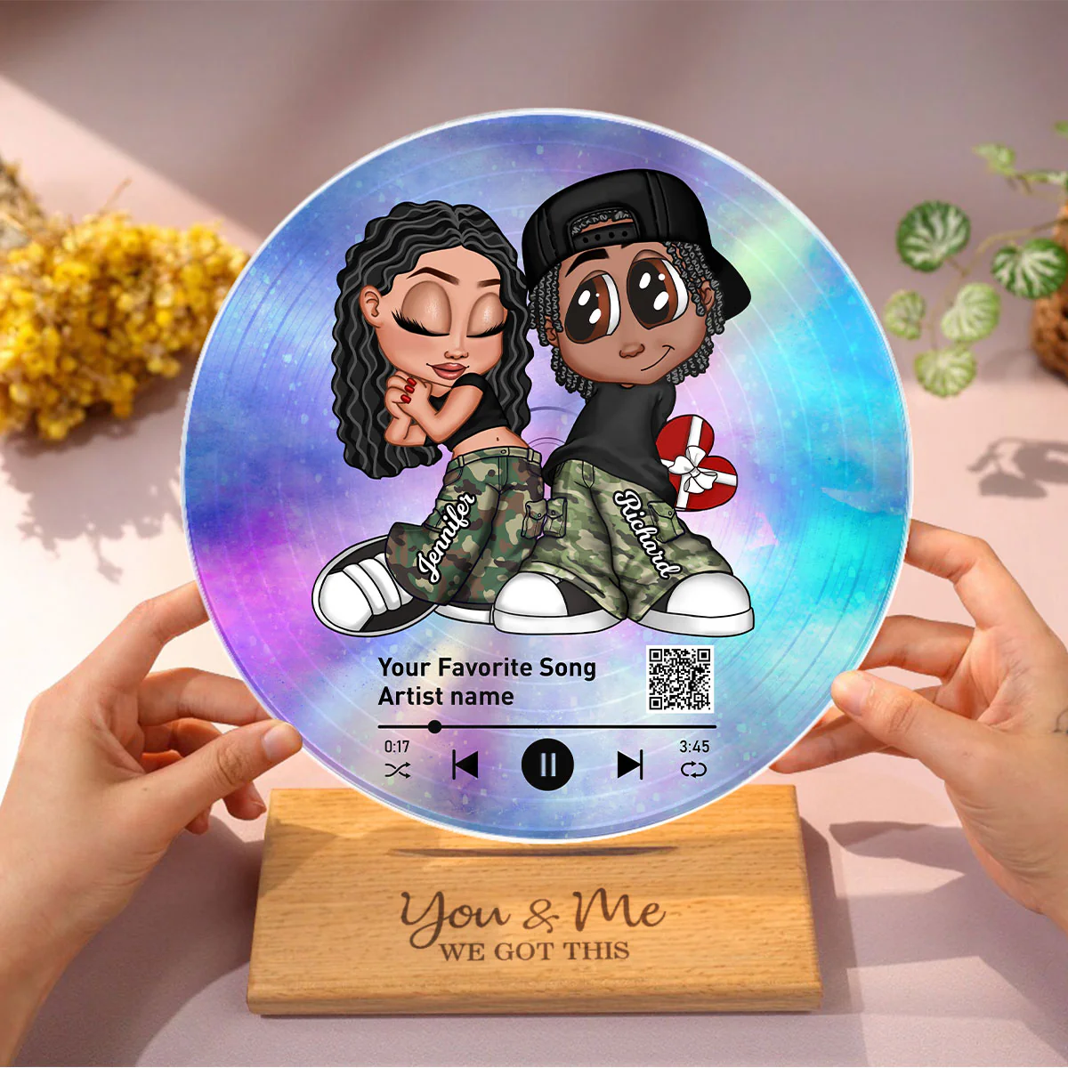 Y2K Couple Together Since Custom Vinyl Record Acrylic Song Plaque, Scannable QR Code, Personalized Birthday, Anniversary Gift for her and for him - Image 2