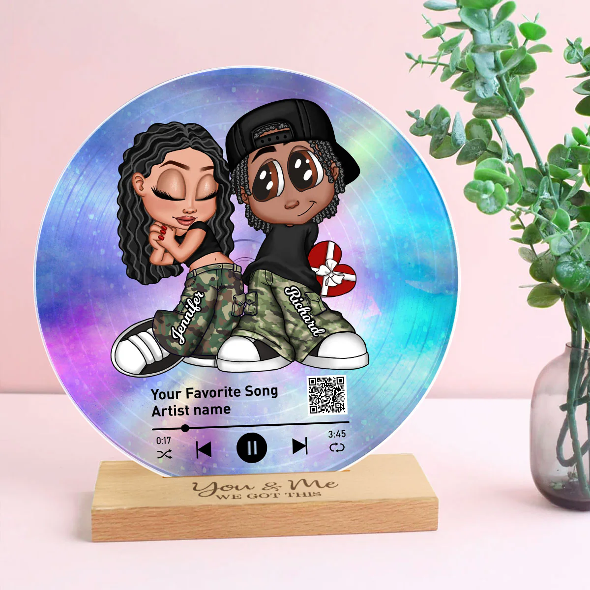 Y2K Couple Together Since Custom Vinyl Record Acrylic Song Plaque, Scannable QR Code, Personalized Birthday, Anniversary Gift for her and for him - Image 3