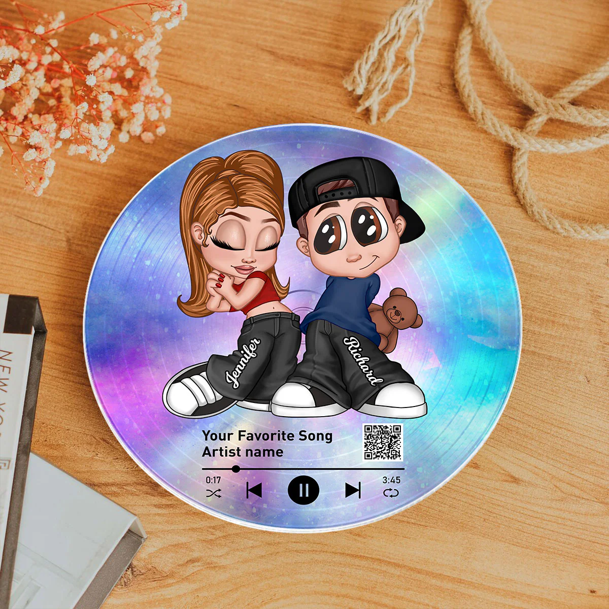 Y2K Couple Together Since Custom Vinyl Record Acrylic Song Plaque, Scannable QR Code, Personalized Birthday, Anniversary Gift for her and for him - Image 4
