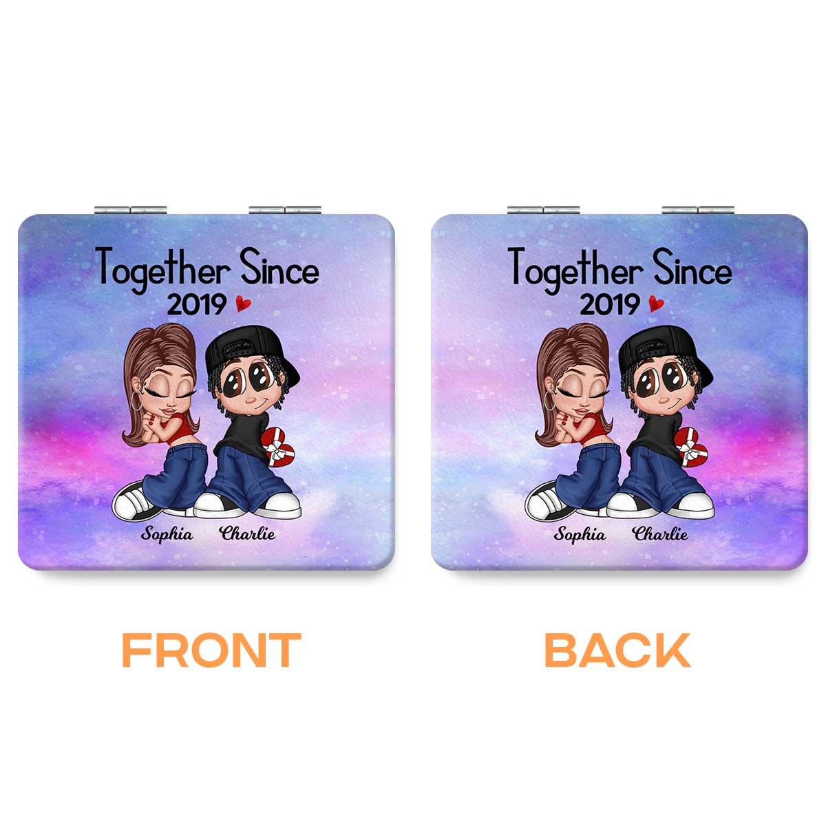 Y2K Couple Together Since Personalized Square Compact Mirror - Image 2