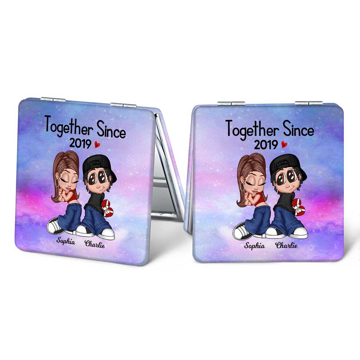 Y2K Couple Together Since Personalized Square Compact Mirror - Image 5