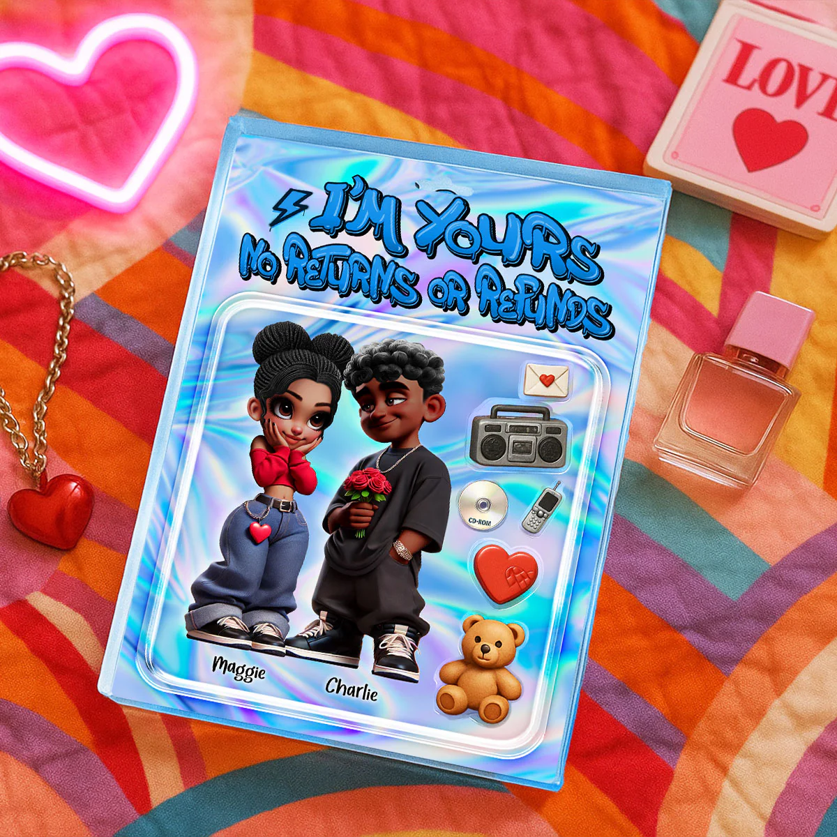Y2K Couple Toy Box Figures Style Personalized Acrylic Block Plaque - Image 6