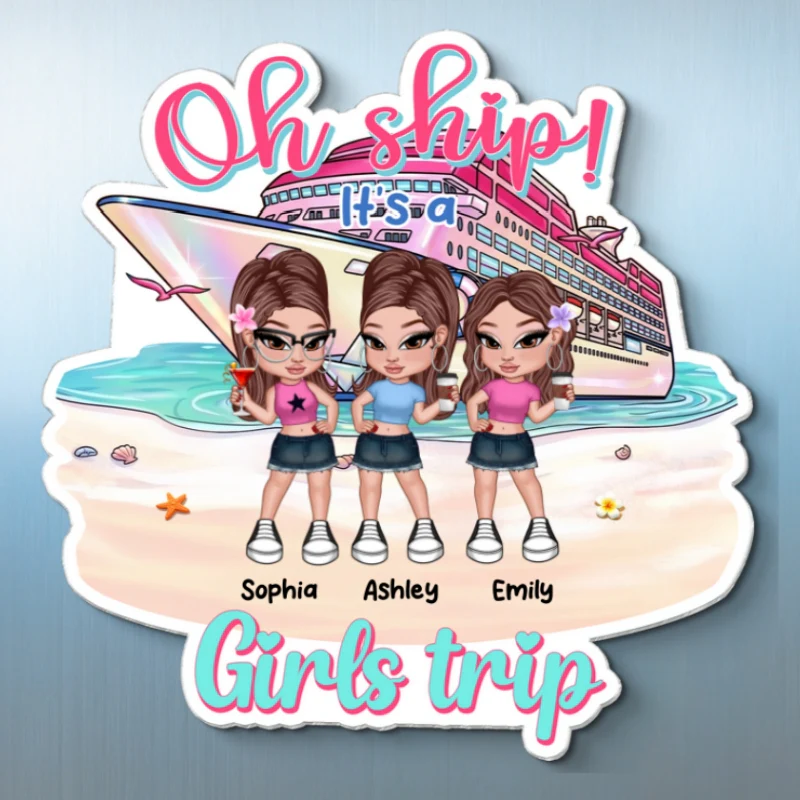 Y2K Cruising Besties On The Beach - Personalized Cruise Cabin Door Magnet - Girls Trip Cruise Trip Keepsake - Image 9