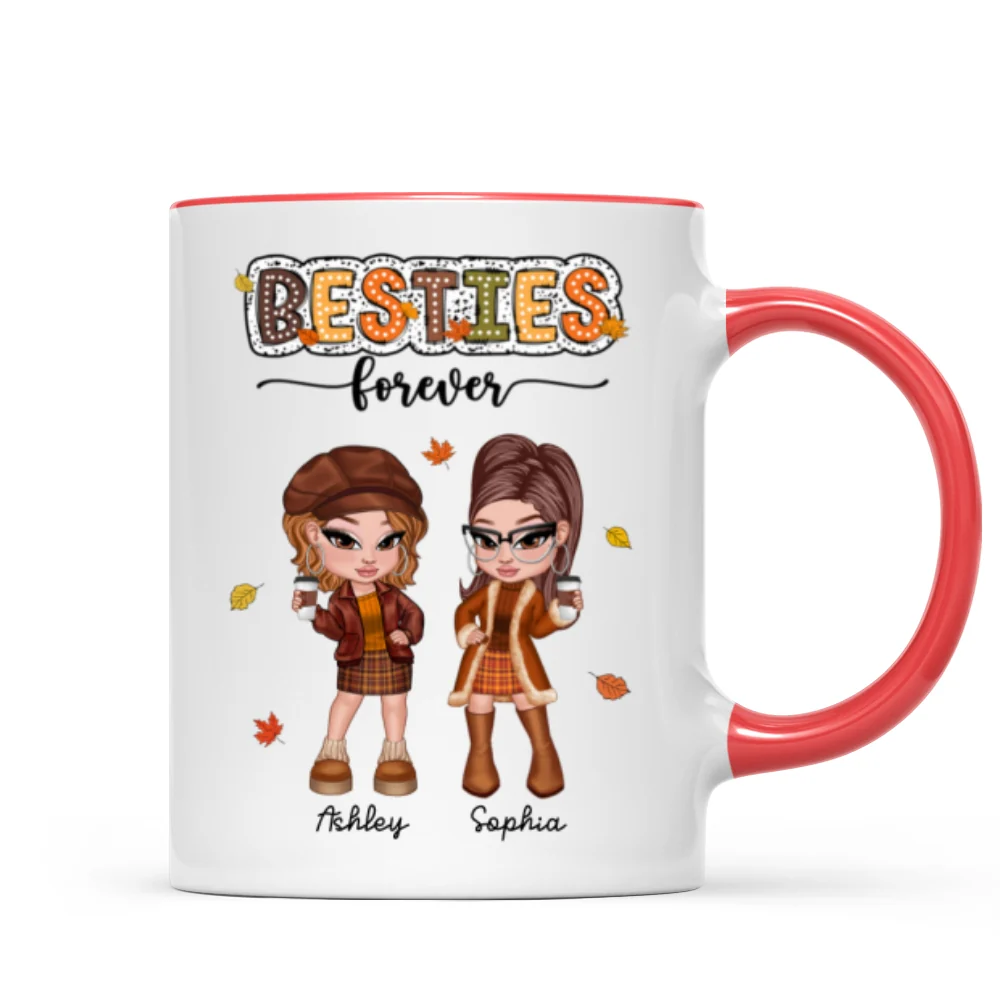 Y2K Fall Season Best Friends Sisters Colorful Pattern Personalized Mug, Gift For Besties - Image 12
