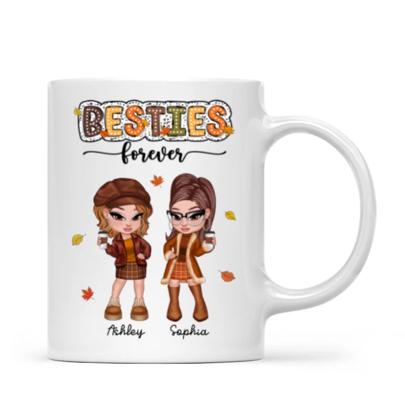 Y2K Fall Season Best Friends Sisters Colorful Pattern Personalized Mug, Gift For Besties - Image 9