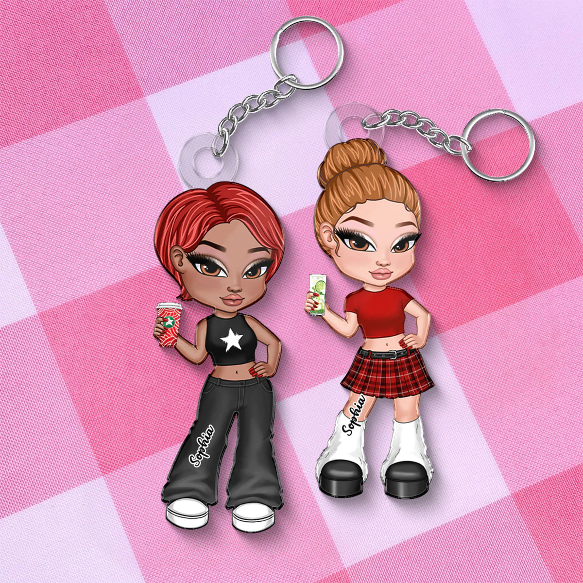 Y2K Fashion Girl Personalized Acrylic Keychain - Image 3