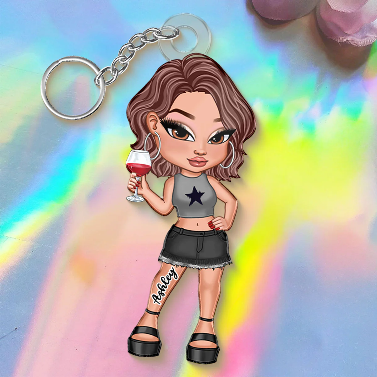 Y2K Fashion Girl Personalized Acrylic Keychain - Image 4
