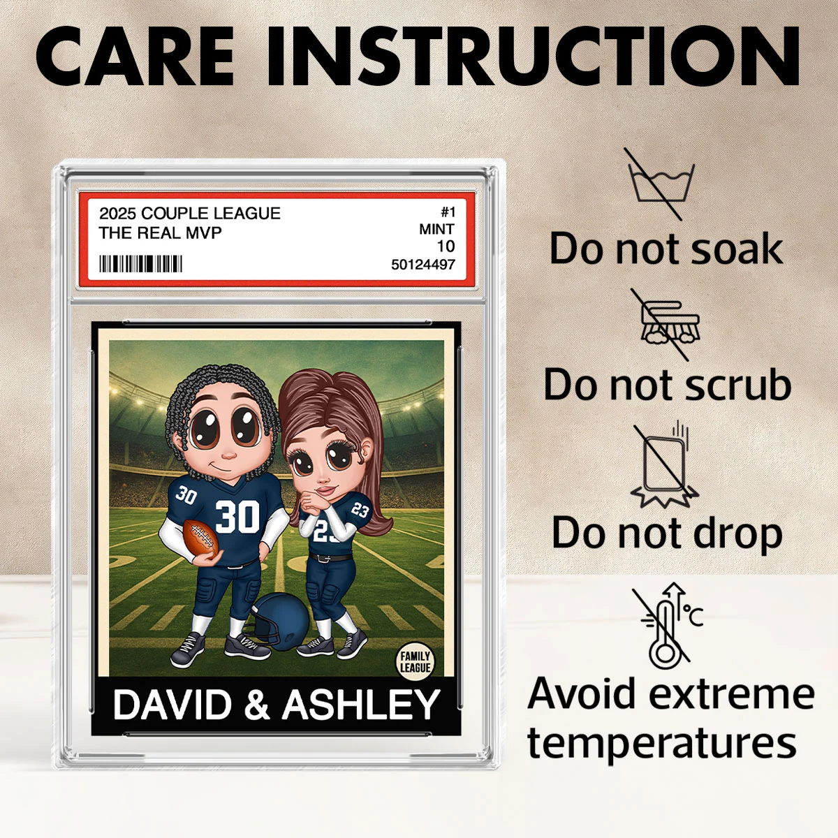 Y2K Football Couple Trading Card Style Personalized Acrylic Block - Image 10