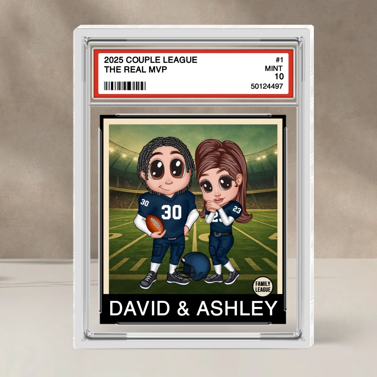 Y2K Football Couple Trading Card Style Personalized Acrylic Block - Image 11