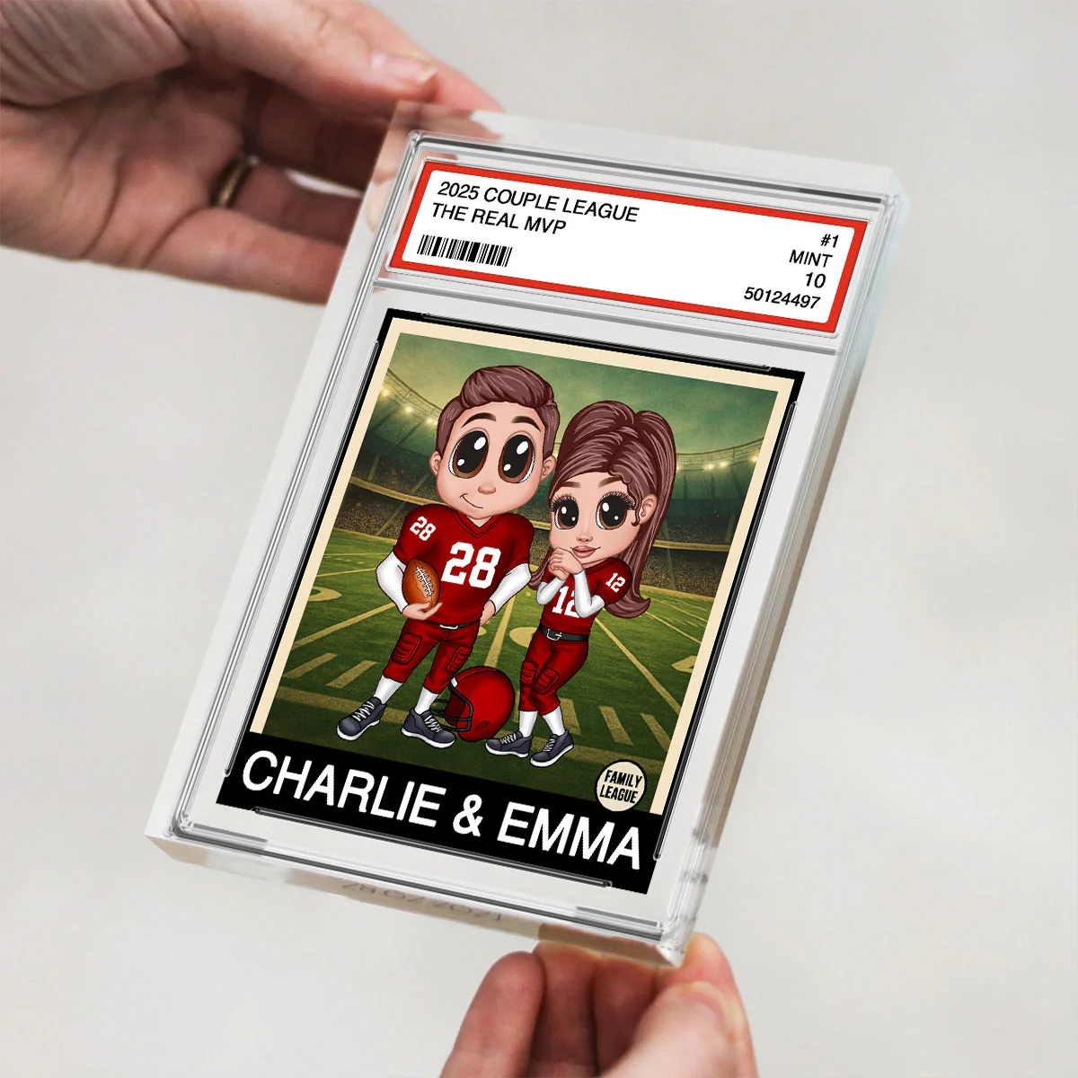 Y2K Football Couple Trading Card Style Personalized Acrylic Block - Image 6