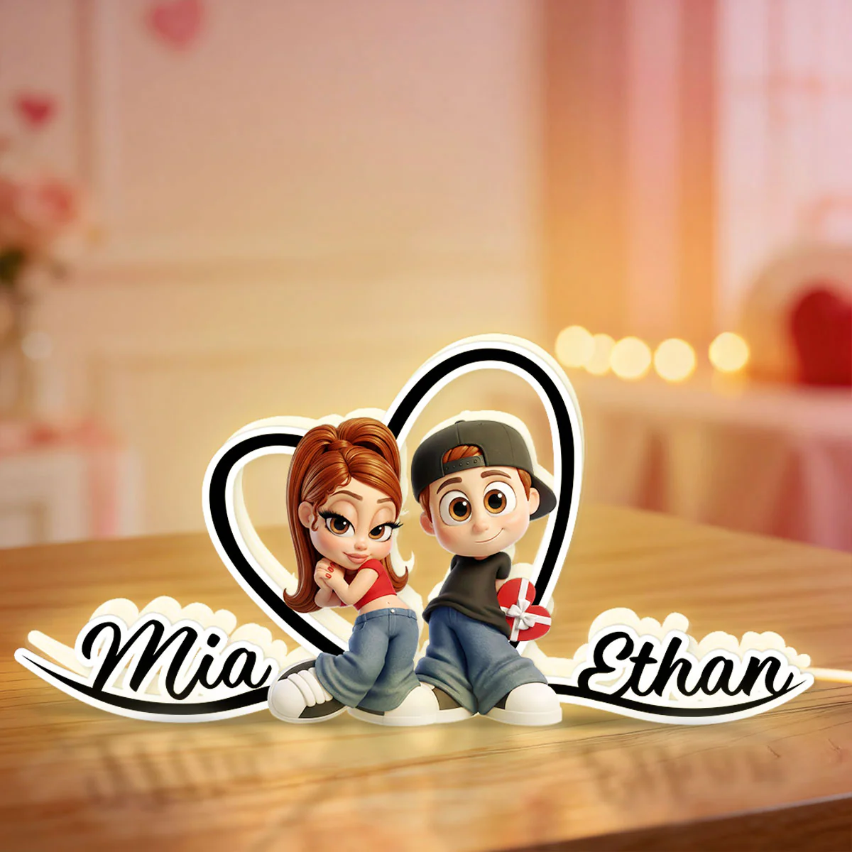 Y2K Heart Shaped Couple Names - Personalized Light Box - Sentimental Valentine's Day Gift for him, for her - Image 3