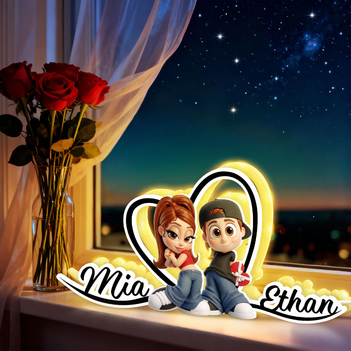 Y2K Heart Shaped Couple Names - Personalized Light Box - Sentimental Valentine's Day Gift for him, for her - Image 5