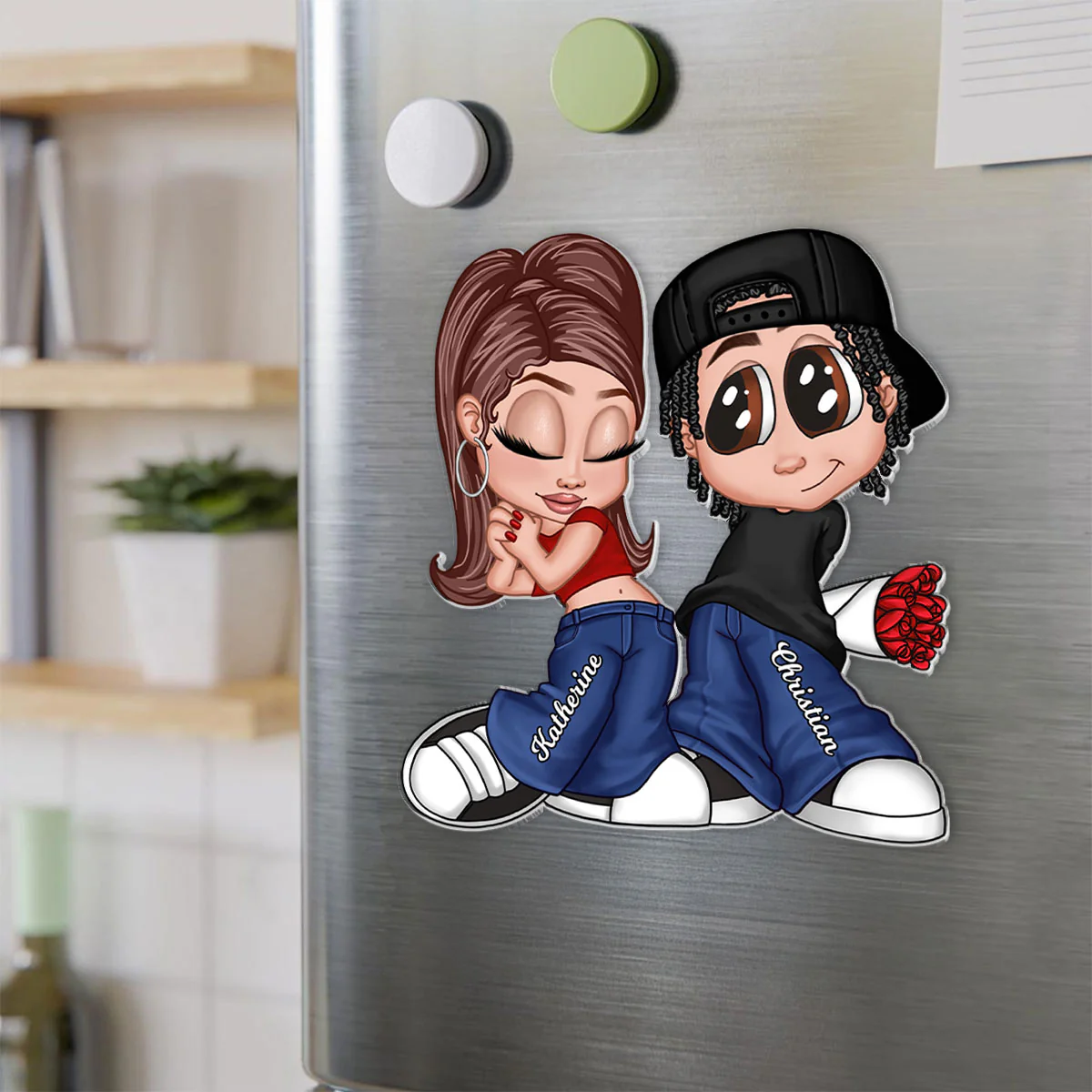 Y2K Style Couple Personalized Acrylic Fridge Magnet, Heartfelt Gift For Couple, For Him, For Her, Boyfriend, Girlfriend, Husband, Wife - Image 2