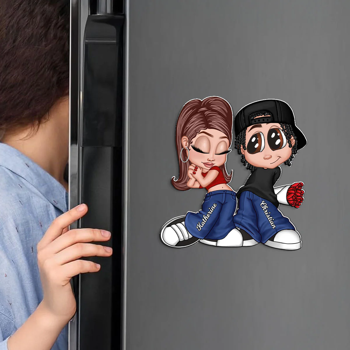 Y2K Style Couple Personalized Acrylic Fridge Magnet, Heartfelt Gift For Couple, For Him, For Her, Boyfriend, Girlfriend, Husband, Wife - Image 4