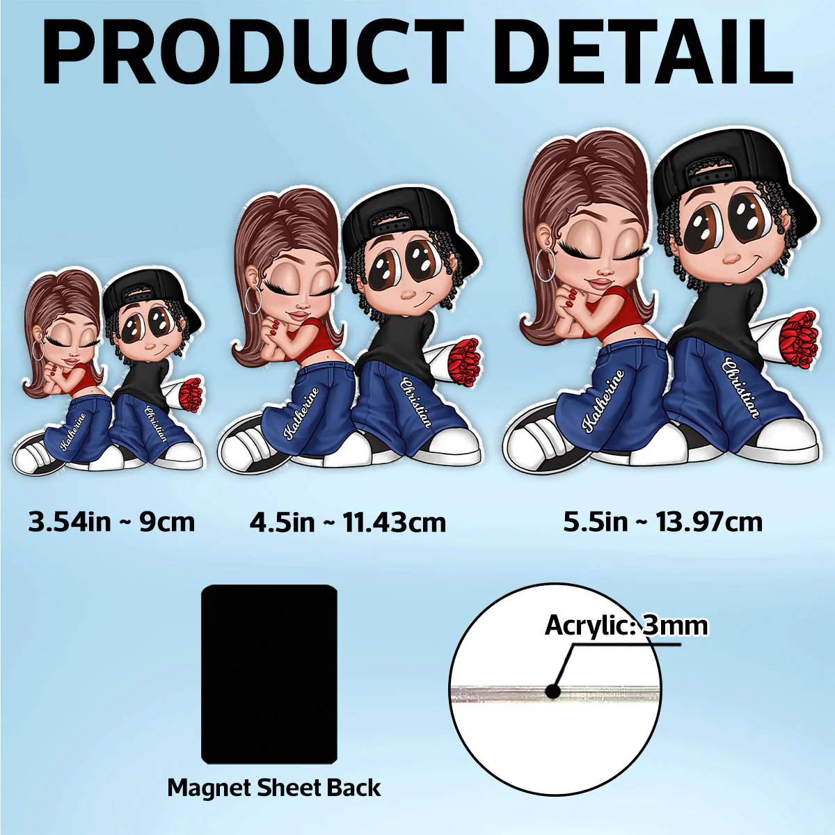 Y2K Style Couple Personalized Acrylic Fridge Magnet, Heartfelt Gift For Couple, For Him, For Her, Boyfriend, Girlfriend, Husband, Wife - Image 7