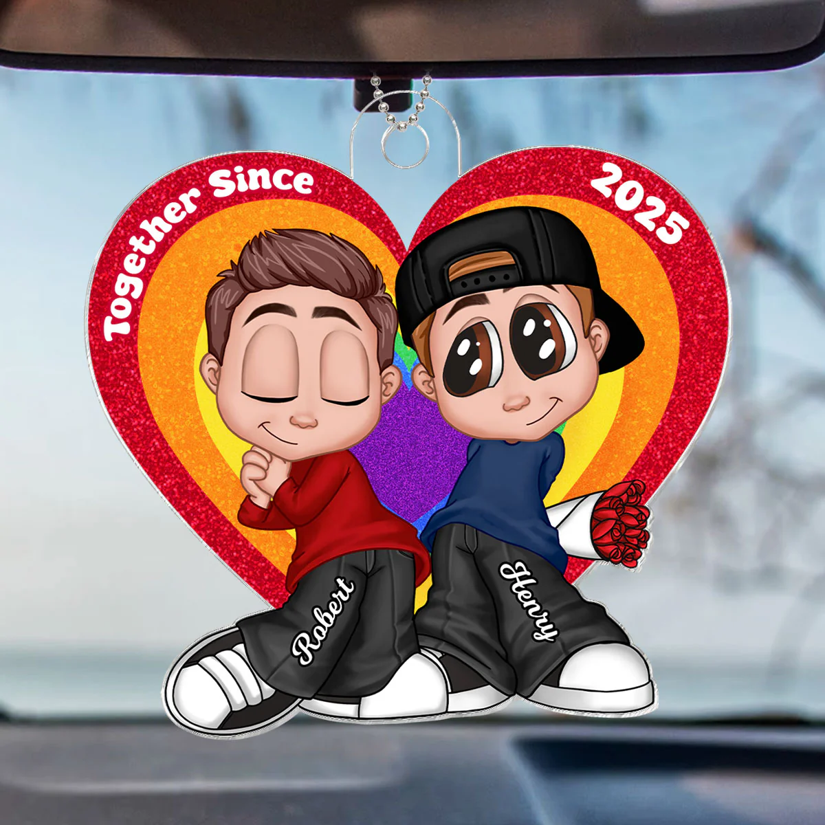 Y2K Style LGBT Couple Car Accessories Personalized Car Hanger Ornament - Image 2