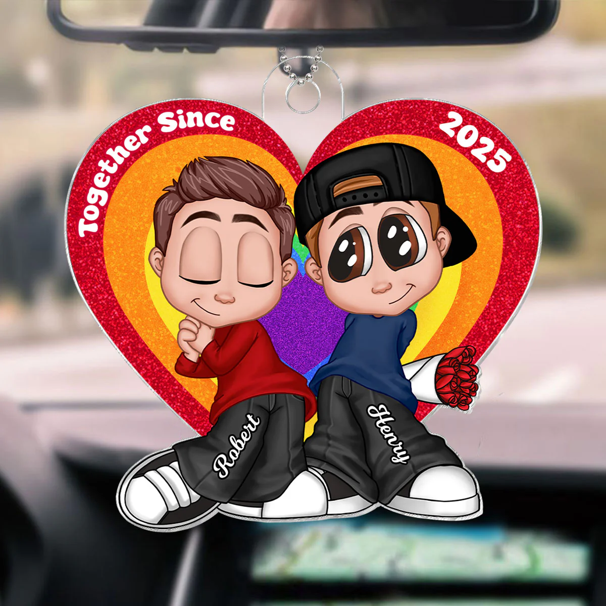 Y2K Style LGBT Couple Car Accessories Personalized Car Hanger Ornament - Image 5