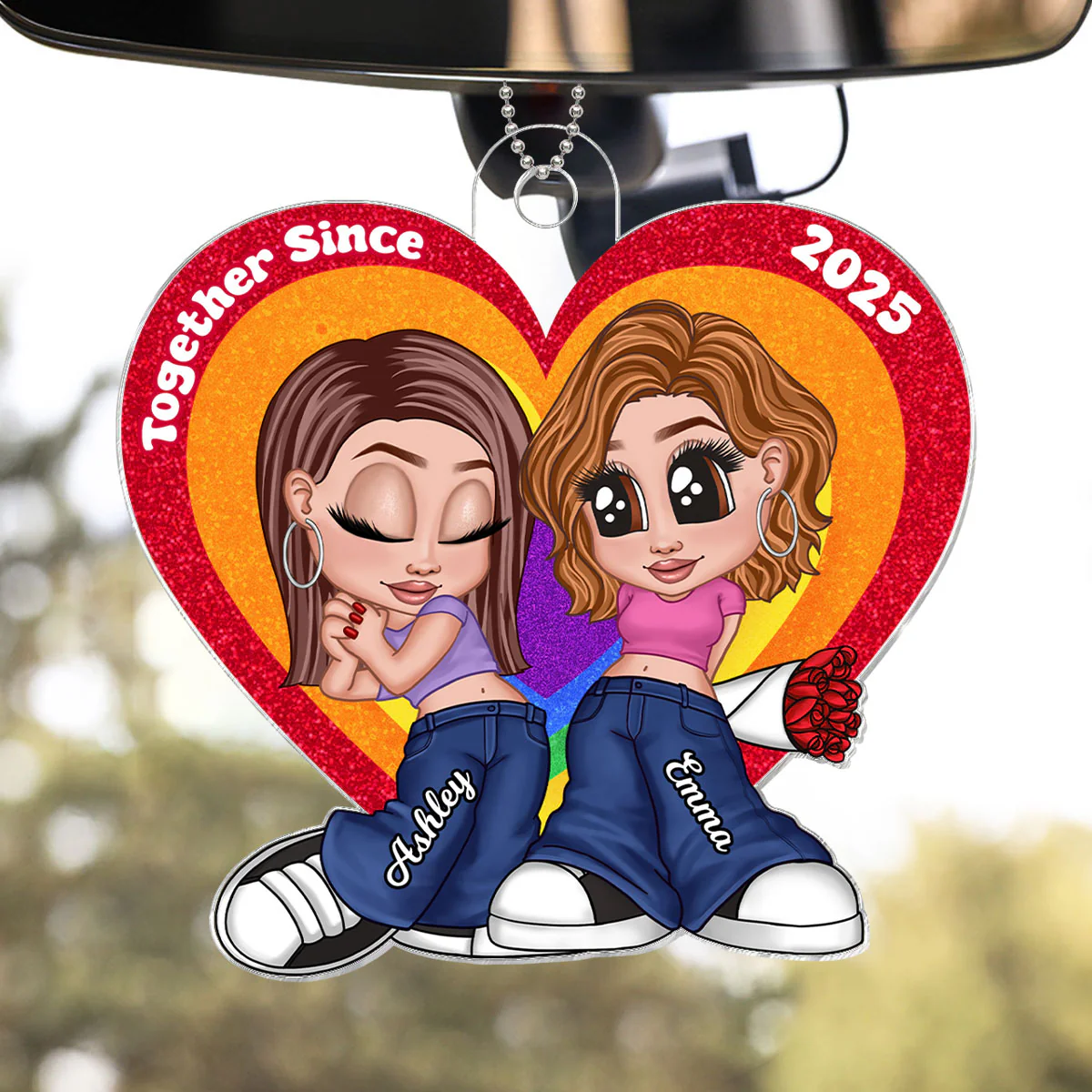 Y2K Style LGBT Couple Car Accessories Personalized Car Hanger Ornament - Image 7