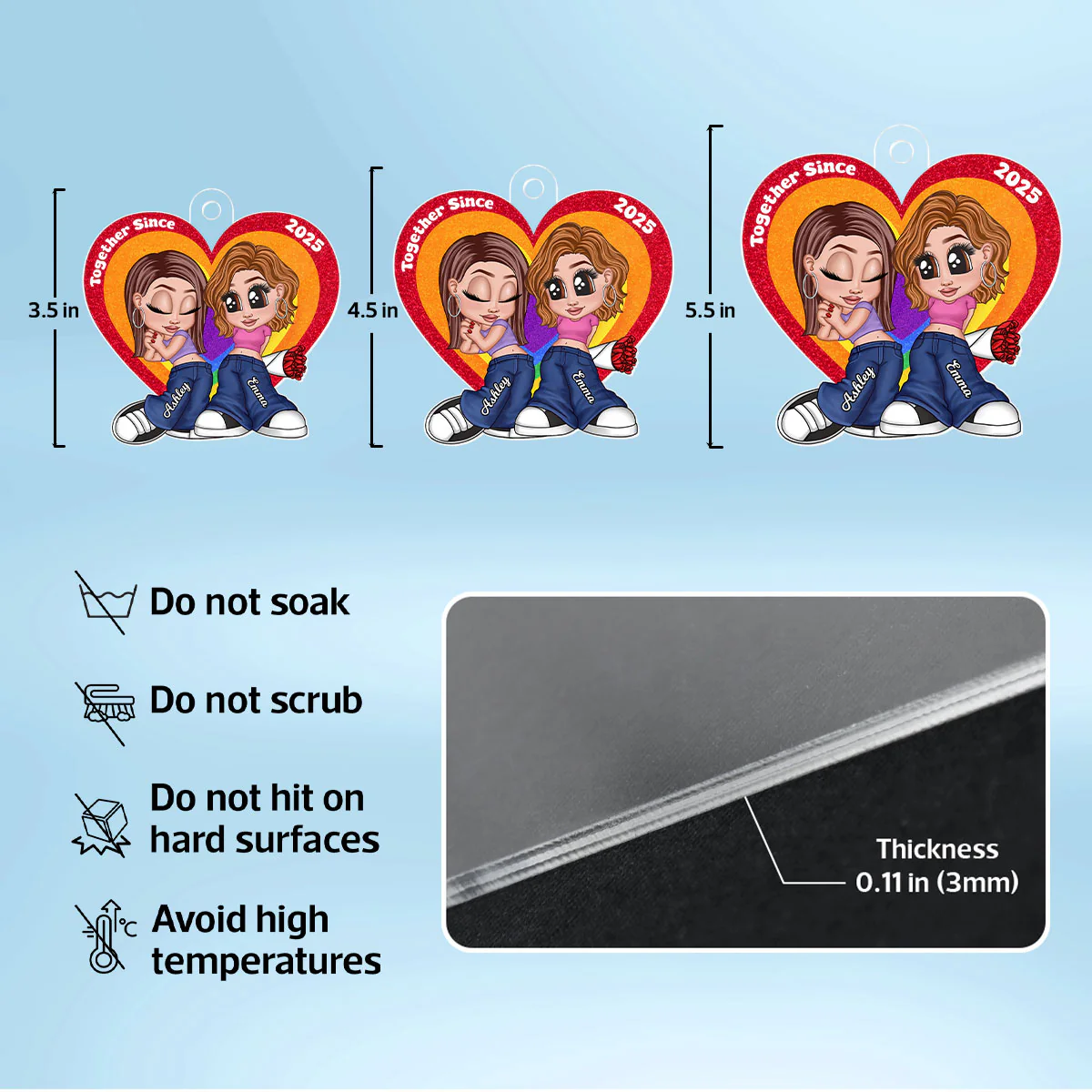 Y2K Style LGBT Couple Car Accessories Personalized Car Hanger Ornament - Image 8