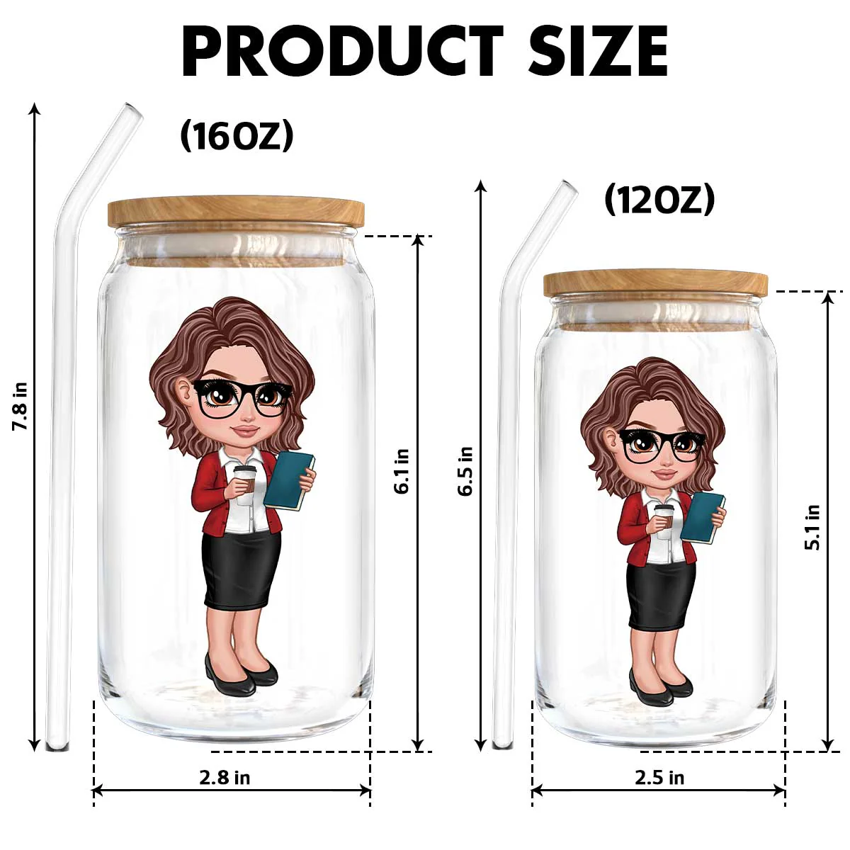 Y2K Style Teacher Apple Personalized Clear Glass Can, Gift For Teacher, Appreciation Gift - Image 9