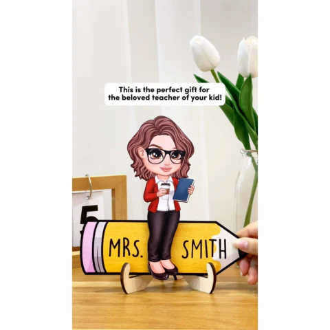 Y2K Style Teacher Personalized 2-Layer Wooden Plaque, Gift For Teacher, Appreciation Gift - Image 2