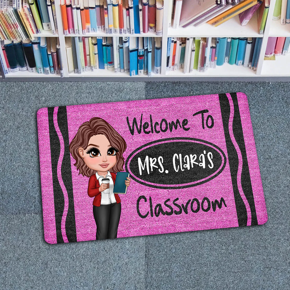 Y2K Teacher Crayon Welcome To Classroom Personalized Doormat