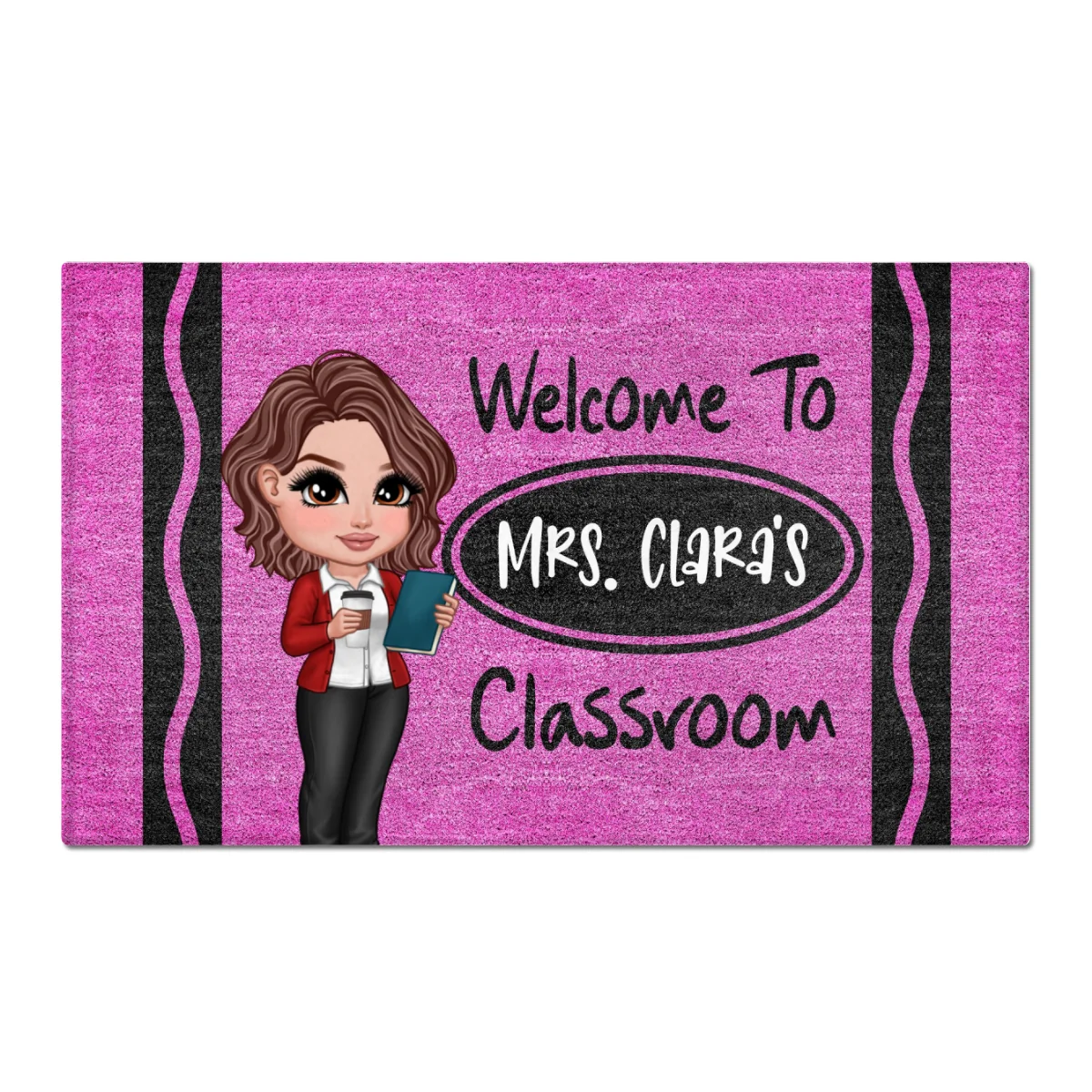 Y2K Teacher Crayon Welcome To Classroom Personalized Doormat - Image 8
