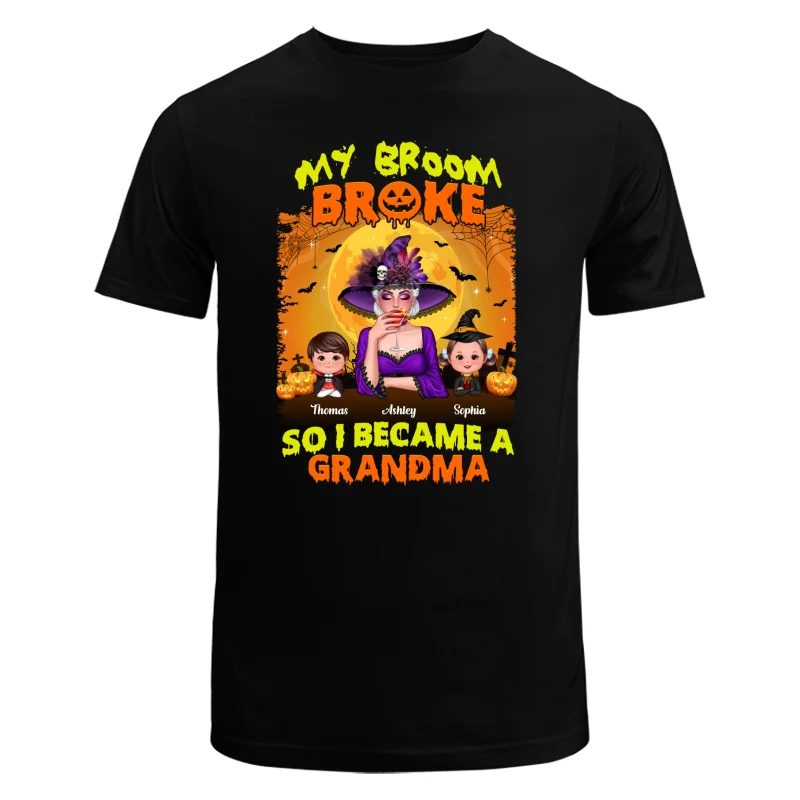 Yellow And Orange Grandma Witch Personalized Shirt - Image 5