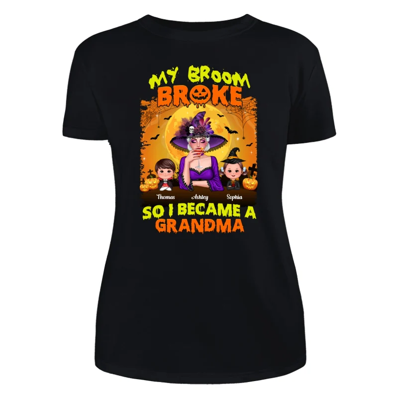Yellow And Orange Grandma Witch Personalized Shirt - Image 9