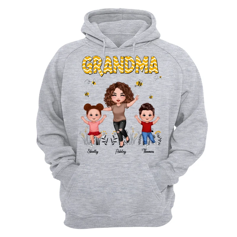 Yellow Pattern Bee Happy Doll Grandma & Grandkids Personalized Shirt - Image 14