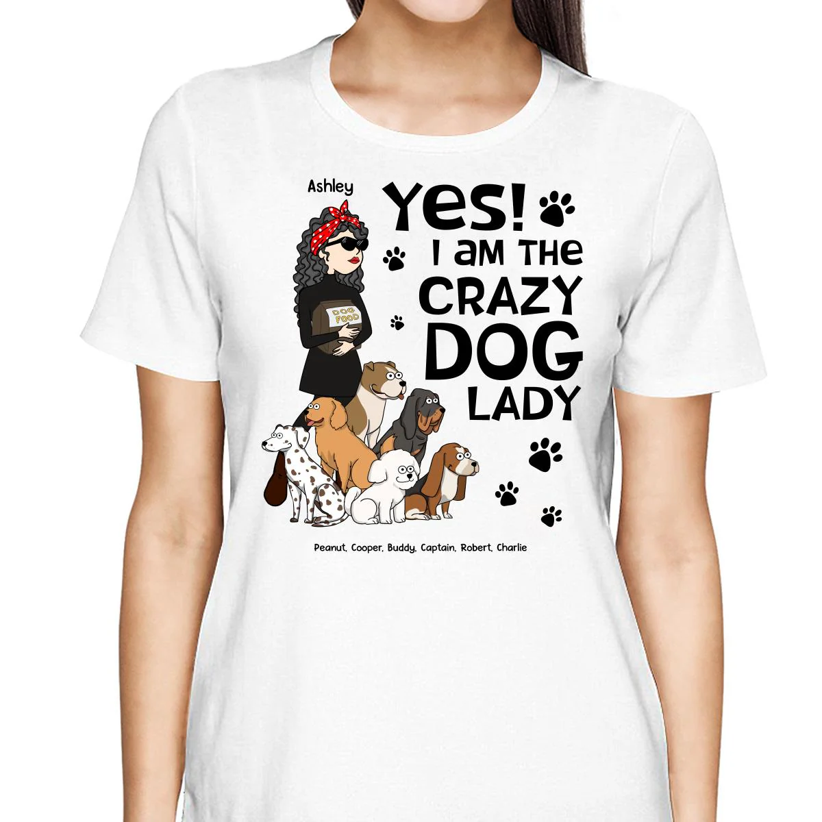 Yes I Am A Crazy Dog Lady Funny Dog Cartoon Personalized Shirt - Image 2