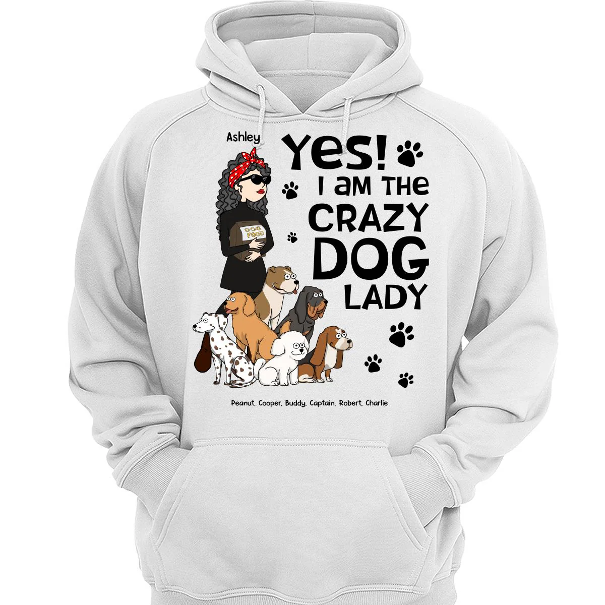 Yes I Am A Crazy Dog Lady Funny Dog Cartoon Personalized Shirt - Image 3